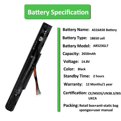 Batterie AS16A5k pour ordinateur portable Acer E5 475G 573G E15
